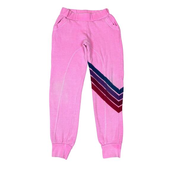 Aviator Nation Chevron 5 Stripe Joggers Sweatpants Youth 8 Retro Kidcore Lounge - Picture 1 of 10